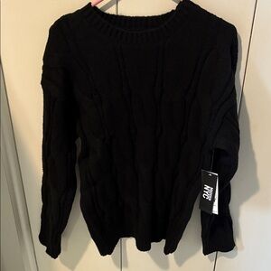 Elegant Black Cable Knit Sweater